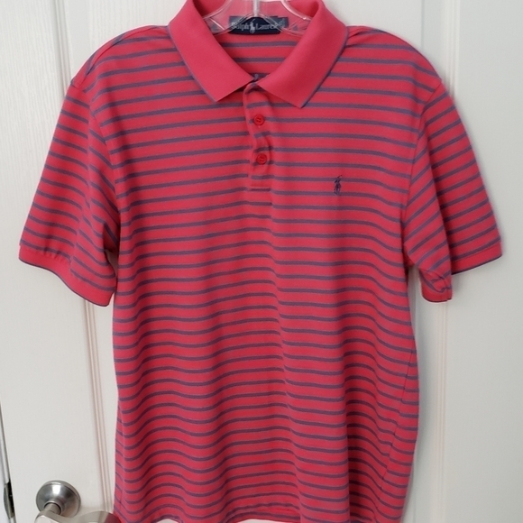 Ralph Lauren Pink & Blue Striped Polo Shirt Youth Size XL - Picture 1 of 4